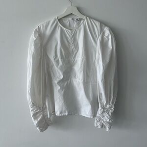 White blouse with accent sleeves, Zara